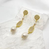 zhen d jewelry natural high quality freshwater pearls light yellow quartz gold plated earrings elegant gift for girl women