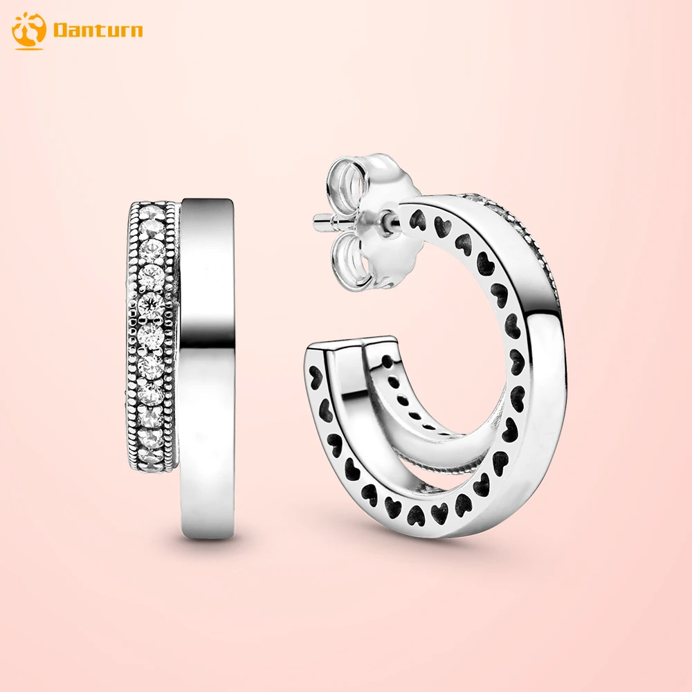 

Женские серьги-кольца из серебра 925 пробы с паве