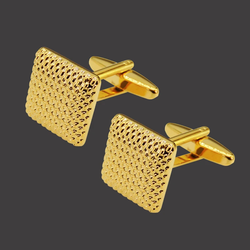 DY summer new copper laser metal gold pattern square Cufflinks simple style men's French shirt Cufflinks