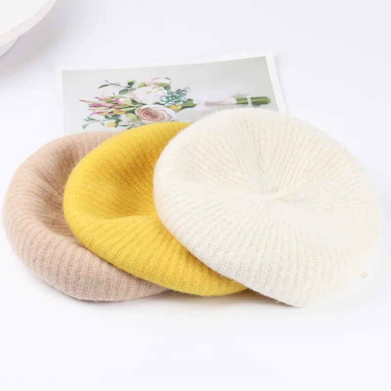 

Winter Hat Women's Fashion-Style Fashionable Corn Striped Beret British Wild Wool Painter Cap Warm Beret Chapeau Female