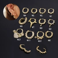 1piece punk irregular rivet hoop earrings for women stainless steel trendy jewelry piercing heart pendant earring for teens