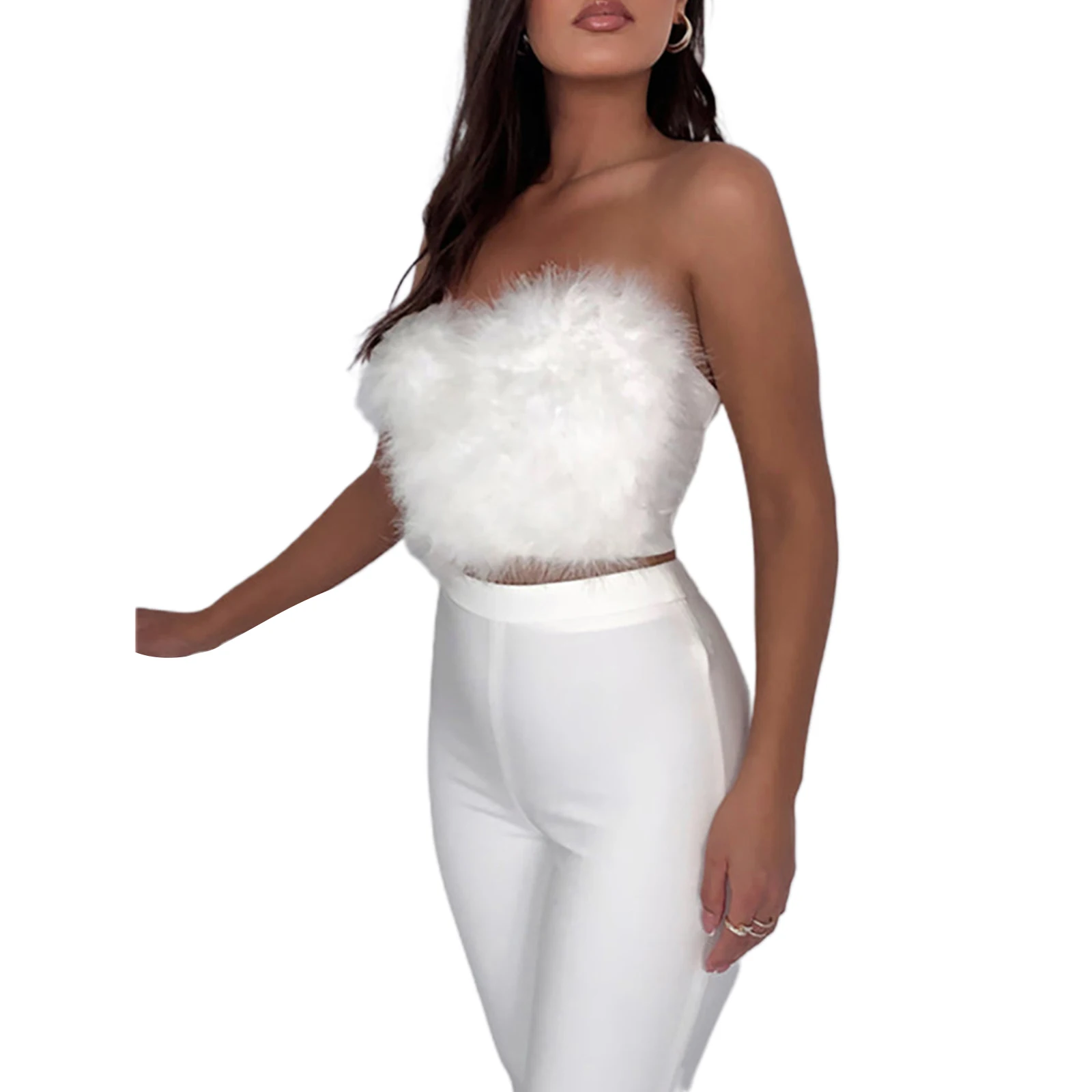 Женский топ-труба из искусственного меха сексуальная однотонная бандана без