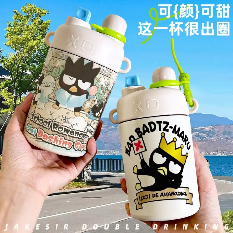 Новый Sanrio Kawaii Animation BadBadtz-maru милый термос большой емкости осенне-зимняя соломенная