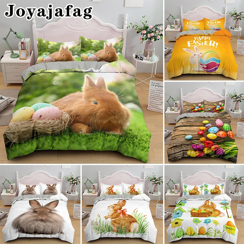 

Happy Easter Gift Duvet Cover Rabbit Egg Adult Children Queen King Single Double Twin Bedding Set Euro Sizes