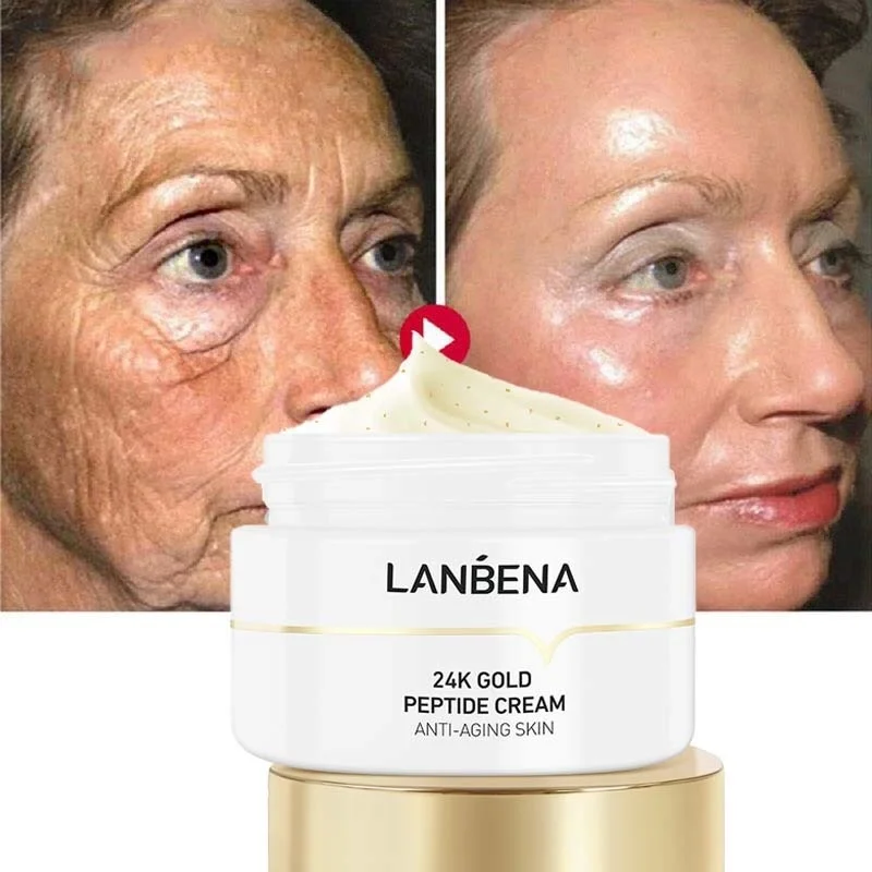 

LANBENA 24k Gold Peptide Face Cream Anti-aging Wrinkle Diminish Fine Lines Firming Lifting Moisturizing Nourishing Skin Care 50g