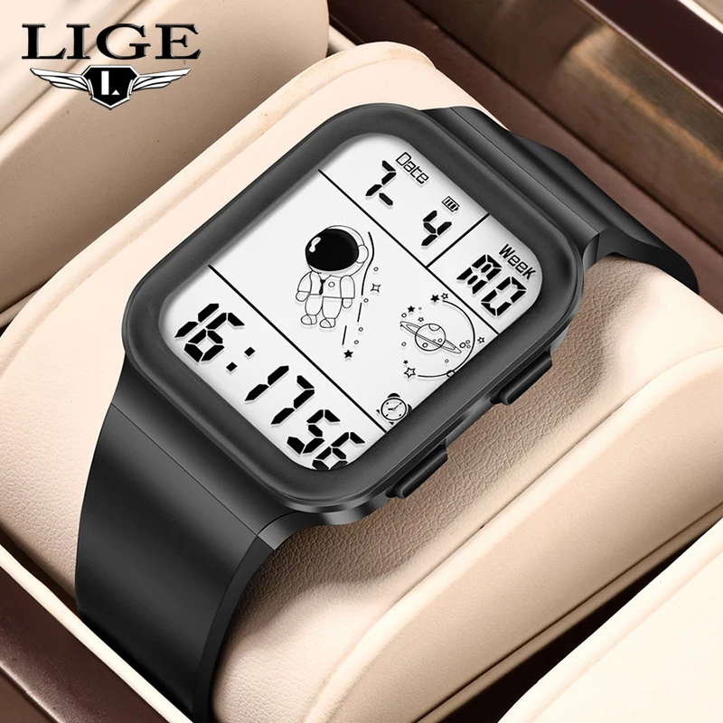 

LIGE Fashion Watch Astronaut Electronic LED Digital Watch For Men Alarm Sport Silicone Waterproof Luminous Multifunctional Clock