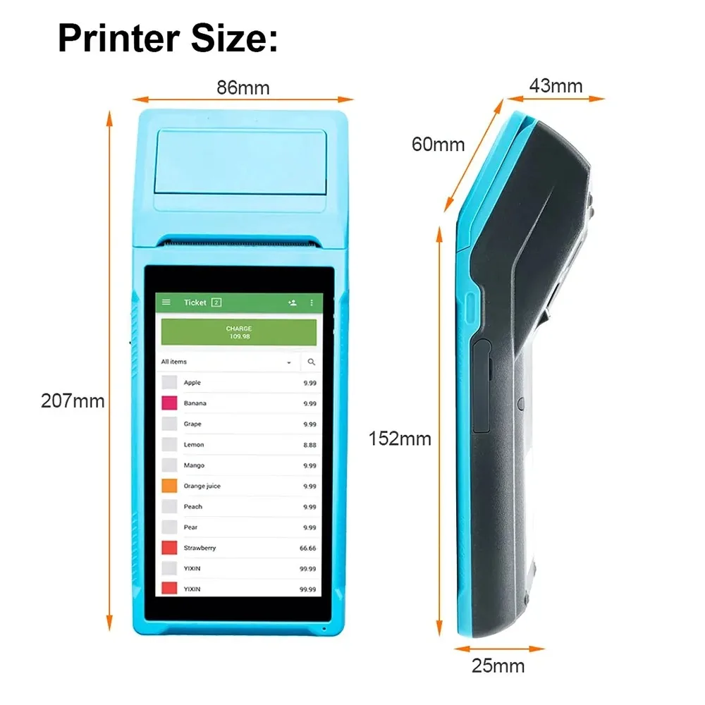 Фото Портативный термопринтер для чеков и билетов 2+16G Q2 Android 11 PDA POS с беспроводным Bluetooth-подключением №5