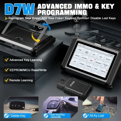XTOOL D7W D7 BT Bluetooth Диагностический инструмент Всесистемный автомобильный сканер Кодирование ЭБУ Двунаправленное 36 сбросов CANFD DOIP FCA, со склада в России
