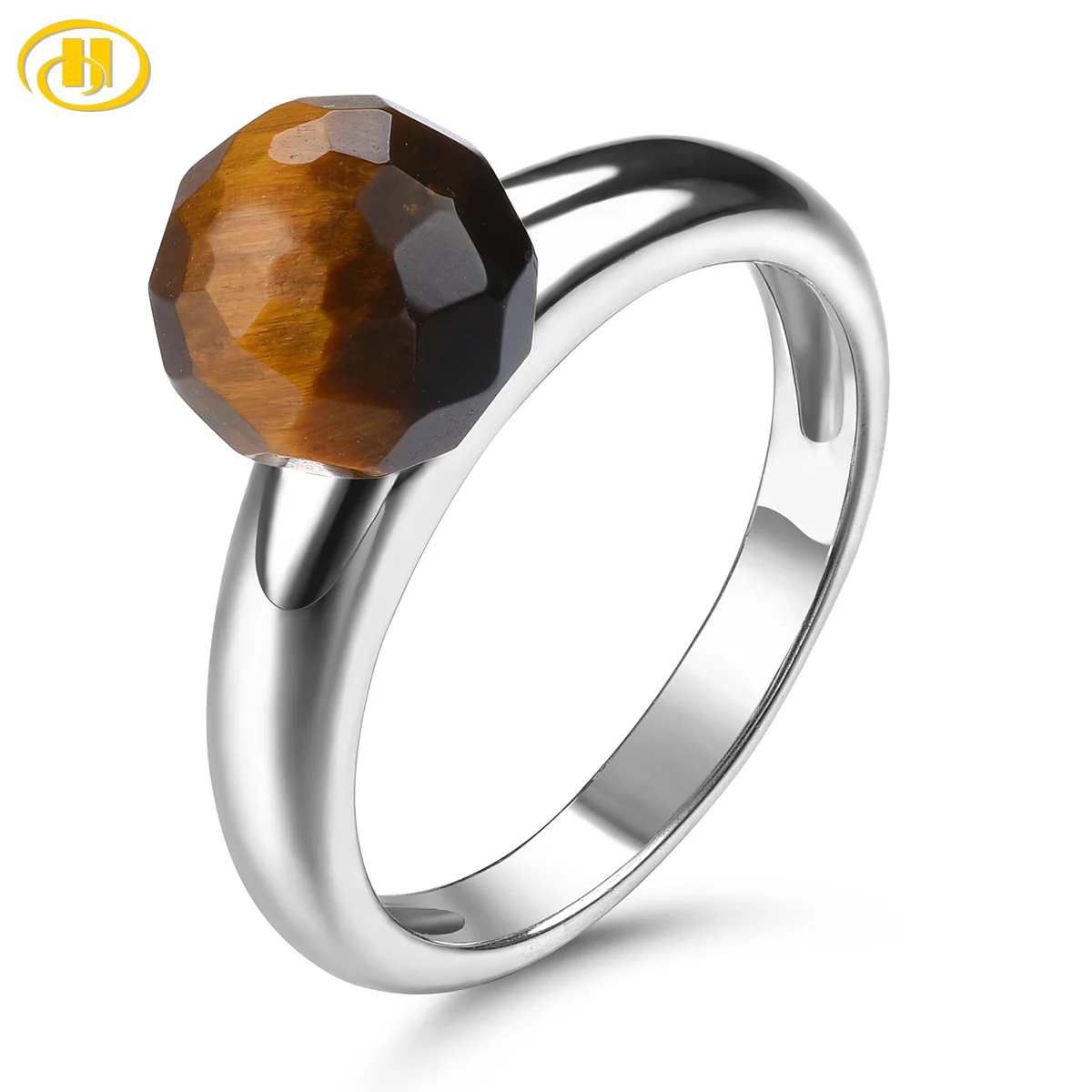 

Hutang Natural Tiger Eyes Ring Solid 925 Sterling Silver Rings Classic Style Fine Jewelry for Anniversary Gift