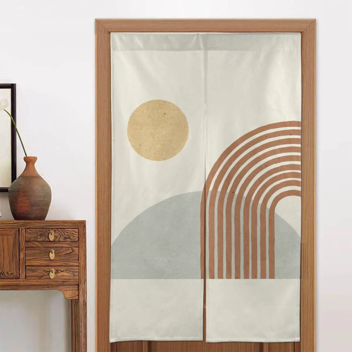 

Nordic Modern Door Curtains Line Art Separate Tapestry Cotton Linen Printed Hanging Half Curtain for Kitchen Shower Decorations