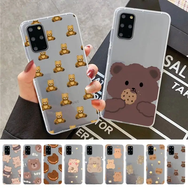 

YNDFCNB Cartoon Lovely Bear Phone Case for Samsung A51 A52 A71 A12 for Redmi 7 9 9A for Huawei Honor8X 10i Clear Case