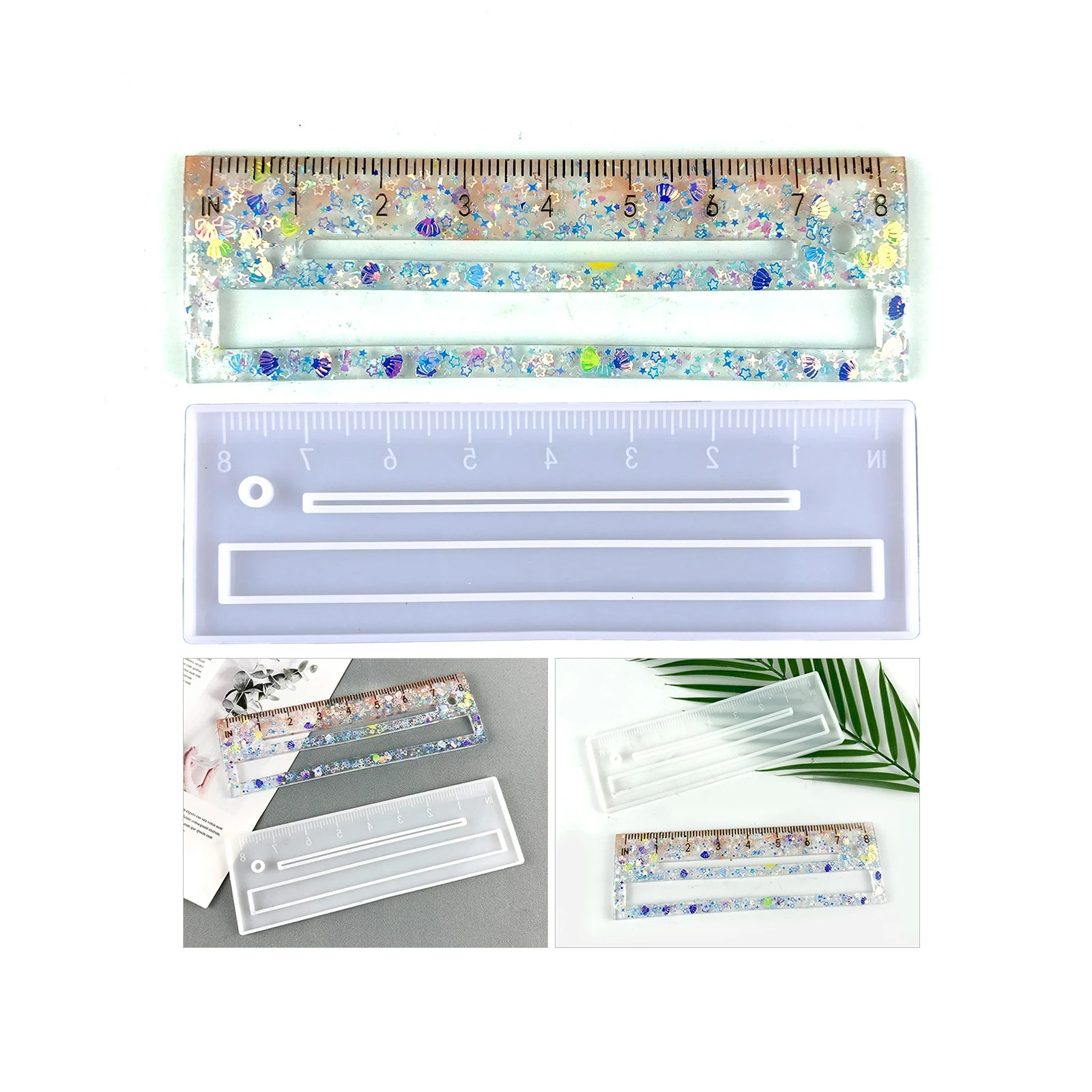 

Inch Ruler Epoxy Resin Mold DIY Inch Ruler Envelope Caliper Decorative Silicone Mold