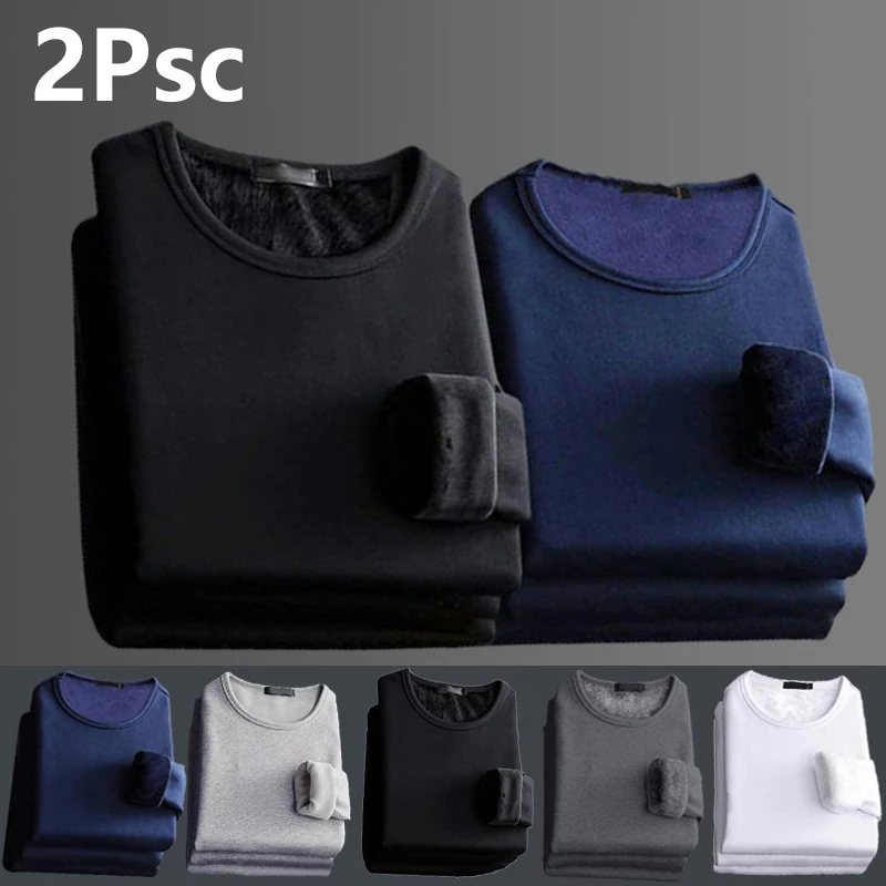 

D.Nale K 2PCS Winter Men Warm Underwear With Plush Insulation Base Men Warm Pants Base Winter Thickened Autumn Clothing
