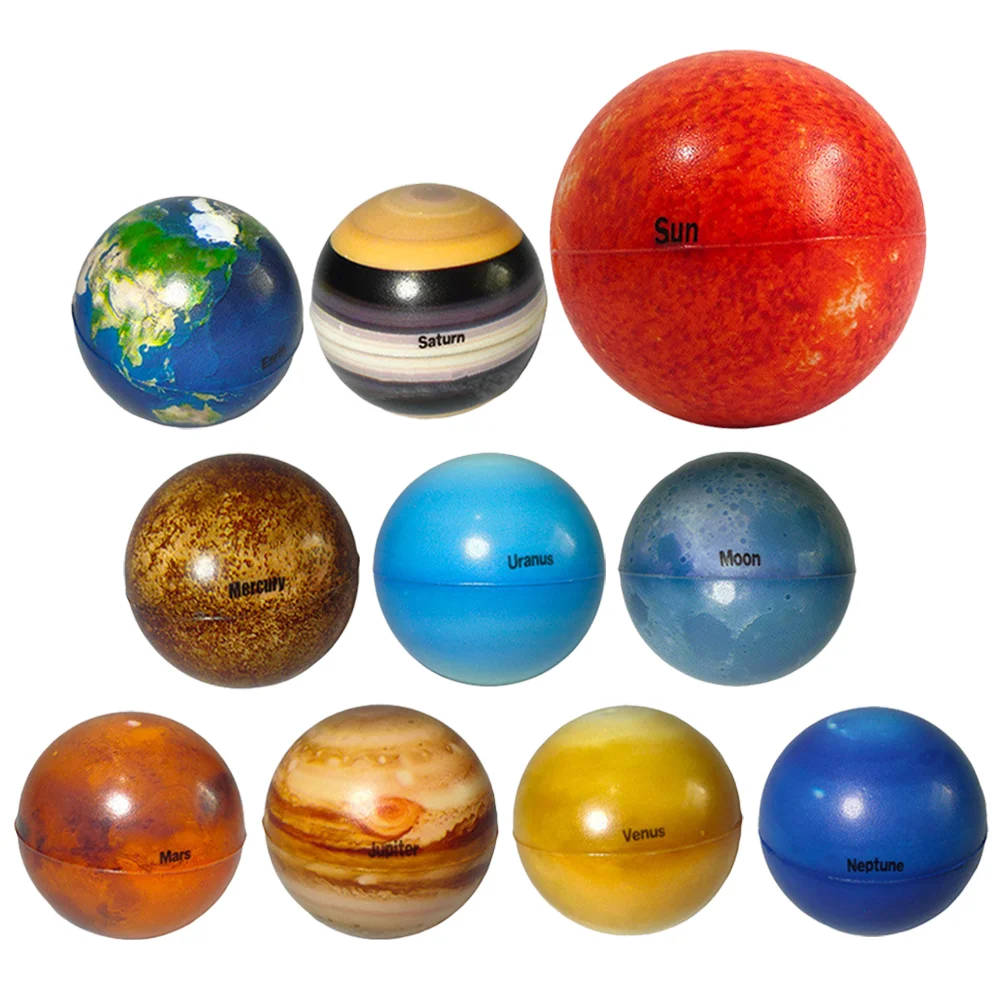 

10 Pcs Toys Bouncy Ball Planet Balls Planets Kids Solar System Pu Small Funny Playthings Office Model
