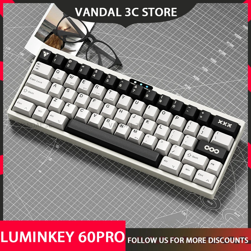 Механическая клавиатура Luminkey 60pro трехрежимная беспроводная игровая алюминиевый