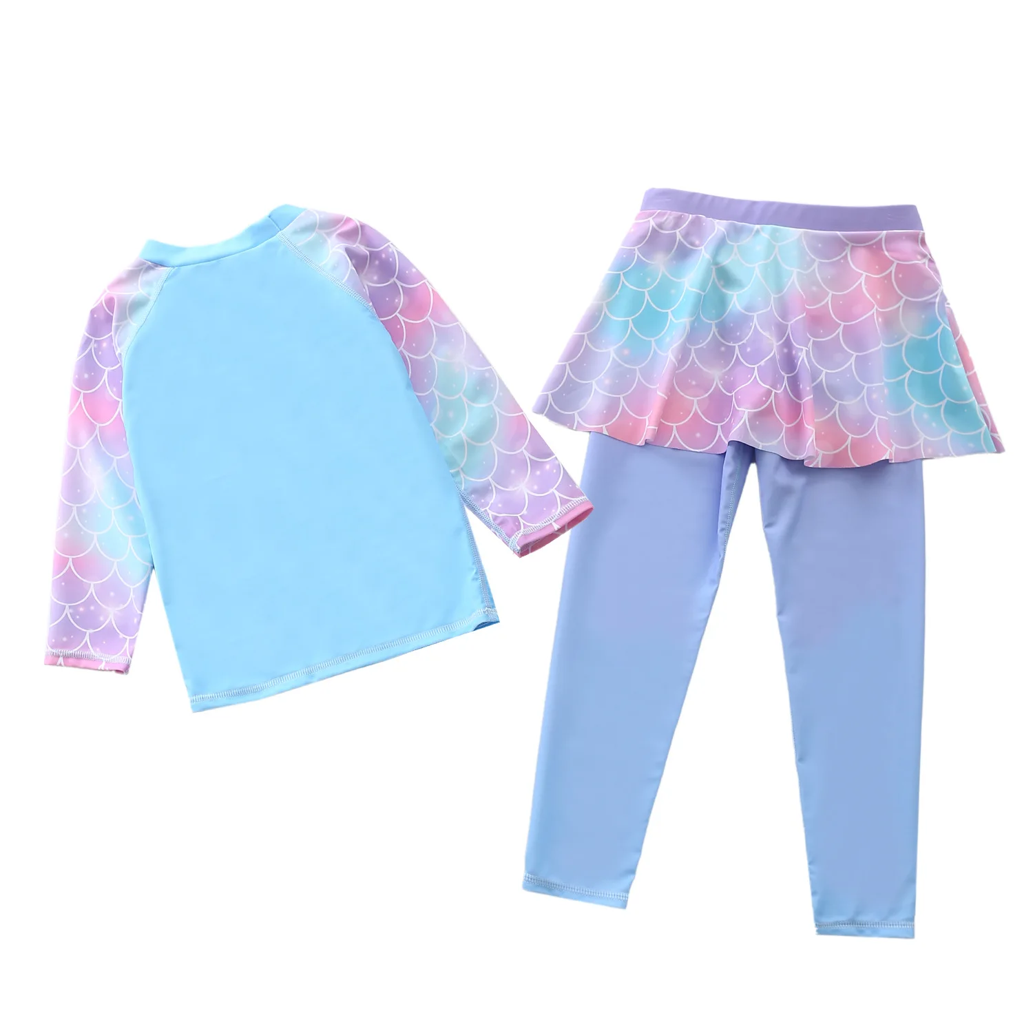 Детский купальник Memaird для девочек две части с длинными рукавами и штаны для плавания с полным покрытием для пляжа, серфинга и дайвинга.