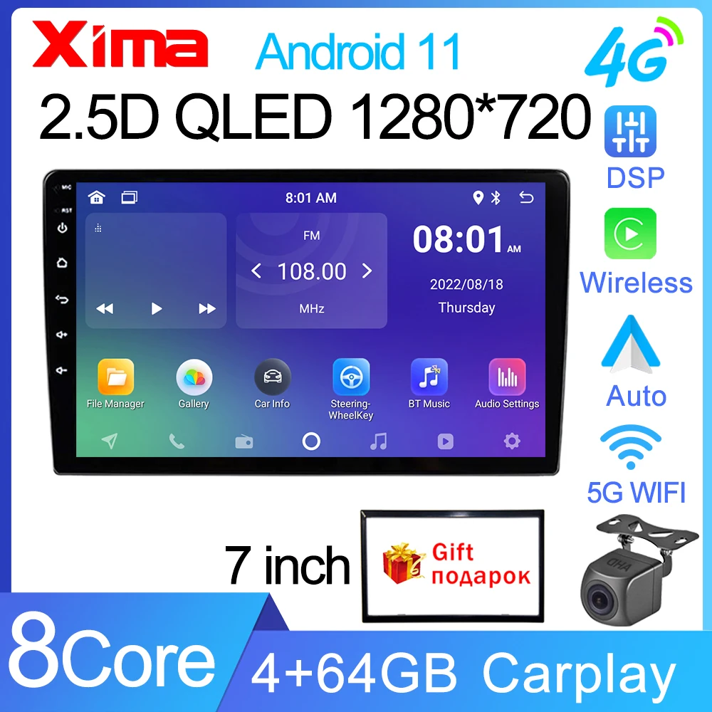 

8Core Qled Dsp 7 9 10 Inch Car Radio GPS 2 din Android 11 Auto Carplay For Volkswagen Nissan Hyundai Toyota Multimedia Player