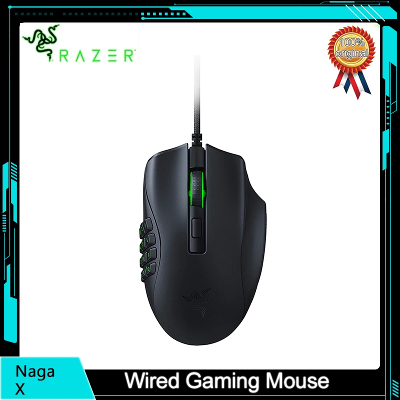 Qriginal Razer Naga X Wired Gaming Mouse 18K DPI Optical Sensor RGB Lighting 16 Programmable Buttons 2nd-gen Optical Switch New