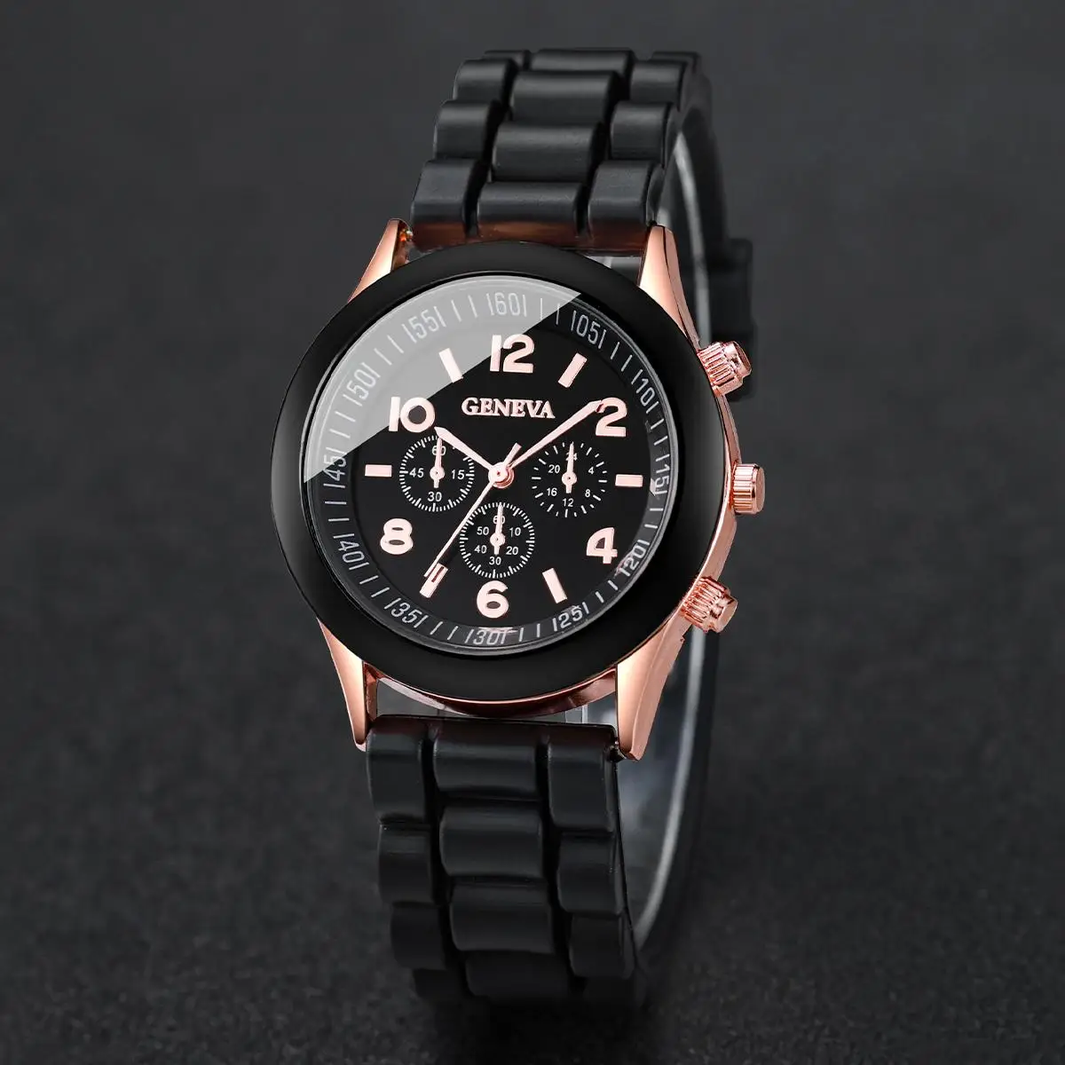 Силиконовые женские часы повседневные круглые кварцевые с набором аксессуаров