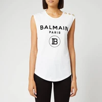 new mens and womens unisex balmain letter printed sleeveless metal button decoration all match casual t shirt s 3xl