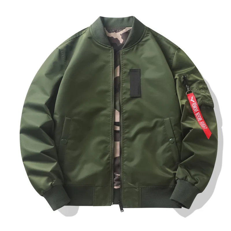 

Men's Bomber Jacket Military Ma-1 Flight Fly Jacket Autumn Winter Thermal Coat Motorcycle Male Double sided Clothing Thickened