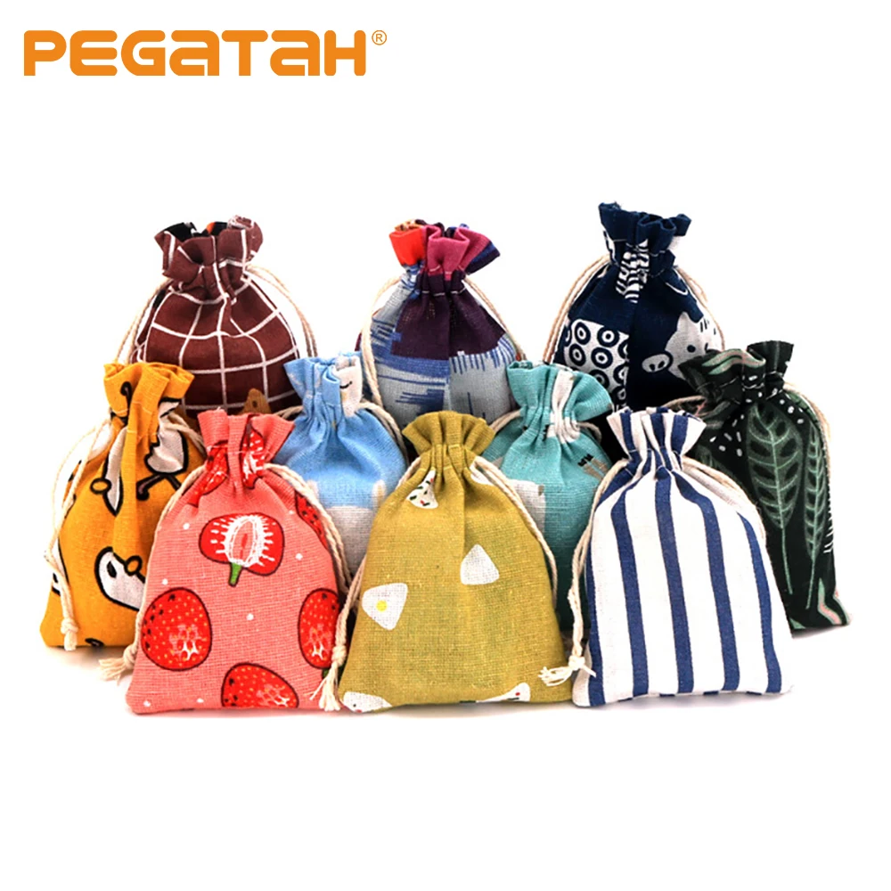 

1 Pcs Kids Toy Storage Bags Simple Grid Cotton Linen Fabric Dust Cloth Bag Clothes Socks Receive Bag Home Sundry