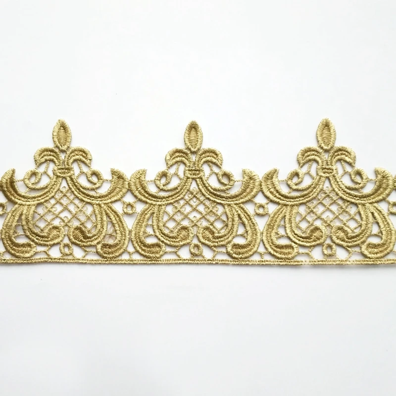 1 ярд Золотая 3D Цветочная кружевная отделка вышитая лента свадебное платье