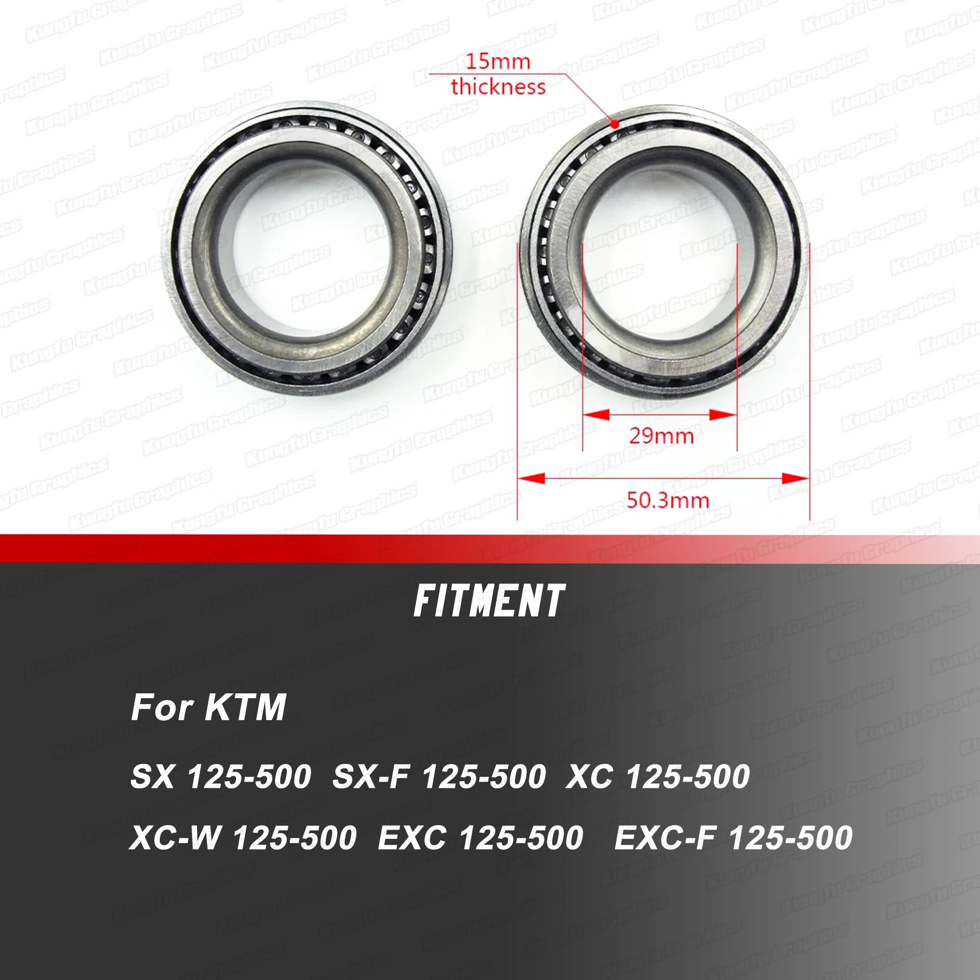 Комплект конических подшипников рулевой колонки для мотоциклов KTM SX SXF XC XC-W EXC EXC-F 125-500 (мотокросс, эндуро) (art.: 3920da11fe2fa) - 3920da11fe2fa