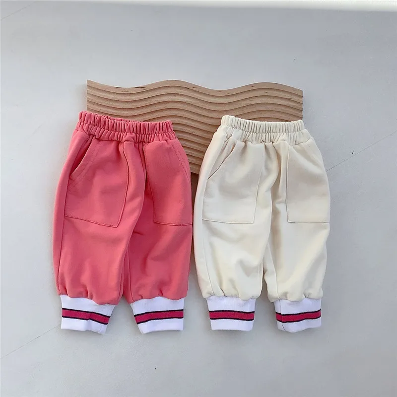 

2022 Autumn New Baby Loose Trousers Boys Casual Pants Cotton Infant Girl Sport Pants Children Big Pocket Pants Clothes