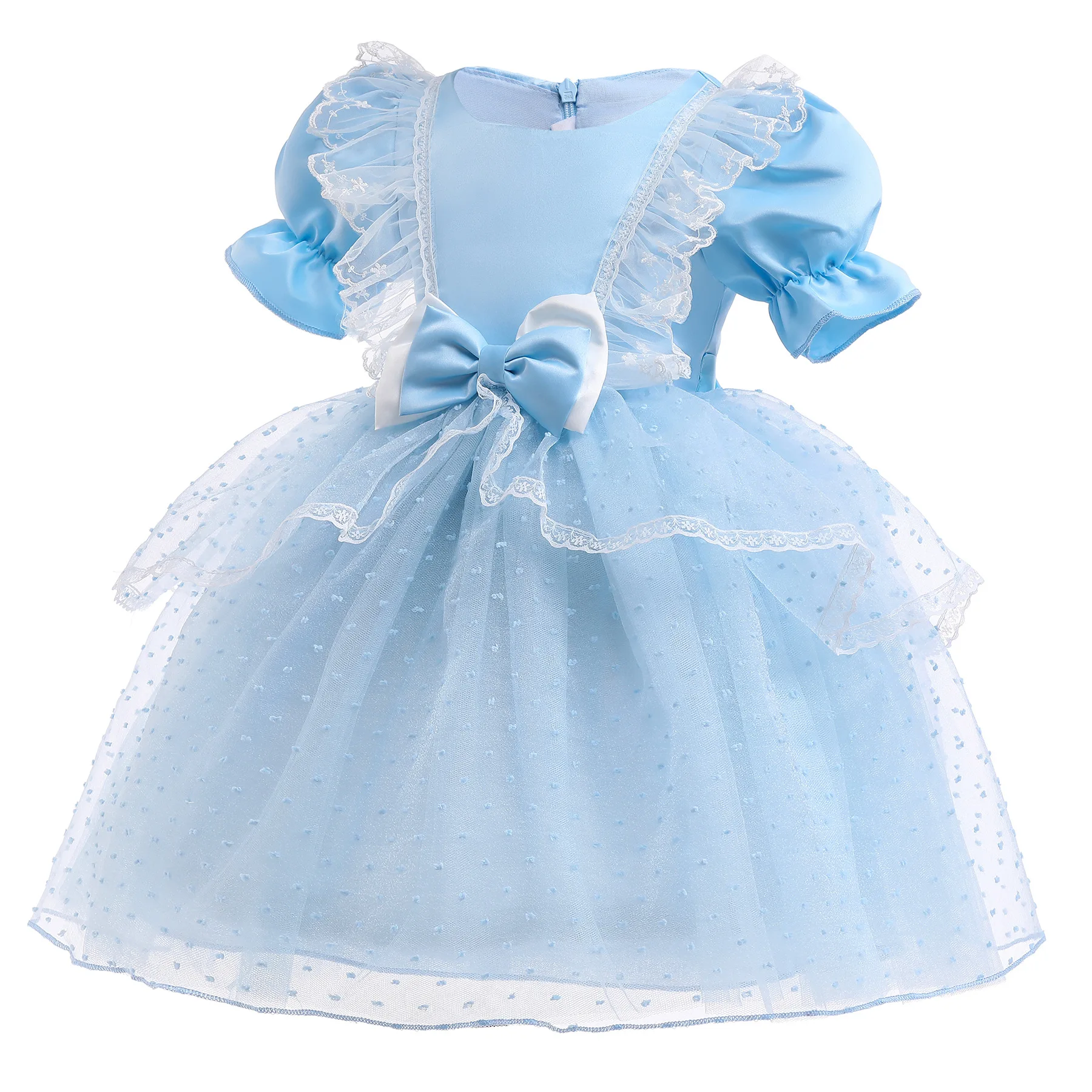 

Girls Wedding Dress Princess Lolita Mesh Puff Sleeves Photography Costume Children Evening Party Clothes Kid Ceremony Tutu Dress