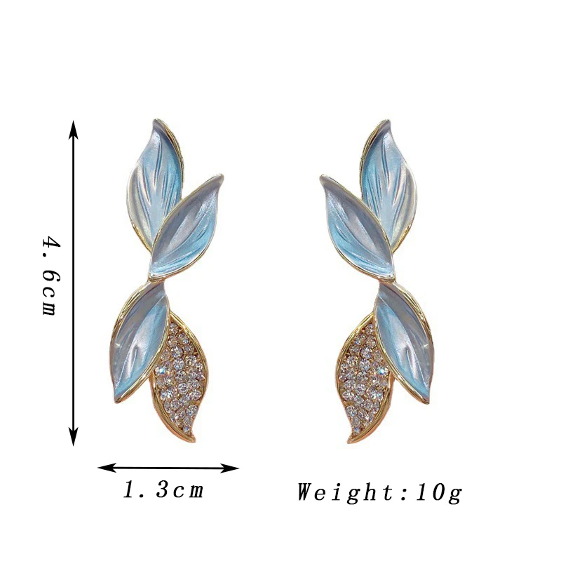 Многослойные висячие серьги-капли с листьями