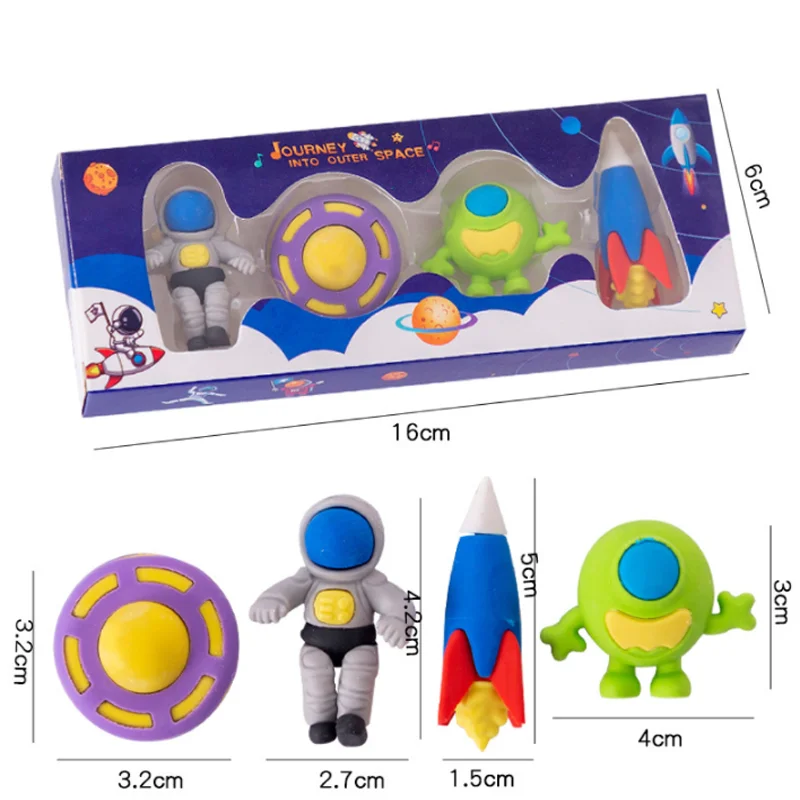 

Kawaii Space Rocket Flying Saucer Rubber Pencil Eraser Student Kids Toys Prizes Office School Supply Cute Stationery Eraser Set