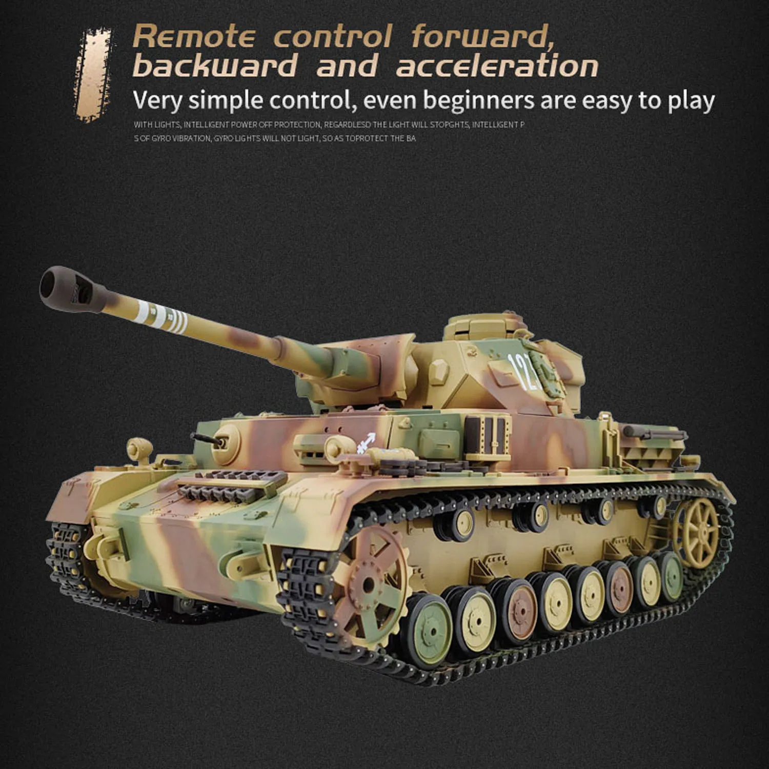 Фото Игрушечный танк 1:16 7.0 Military RC Tank 3859 Panzer IV F2 RTR на радиоуправлении, боевой танк с ИК-пультом, стальной редуктор, игрушка-модель №5