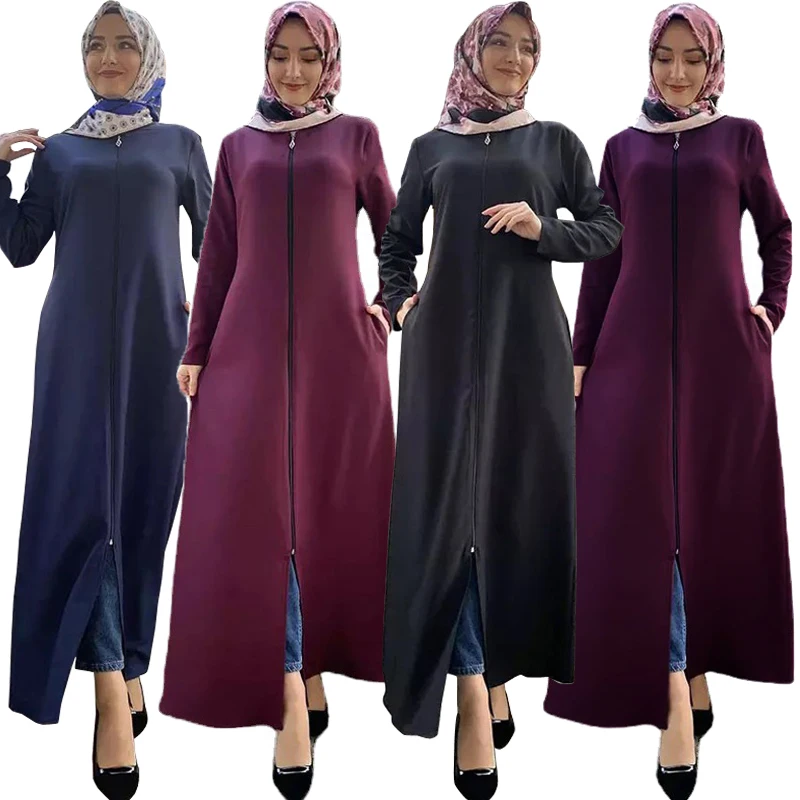 

Ramadan Morocco Dress Muslim Women Zipper Open Abaya Indian Abayas Dubai Turkey Islamic Party Kaftan Robe Longue Vestidos Largos