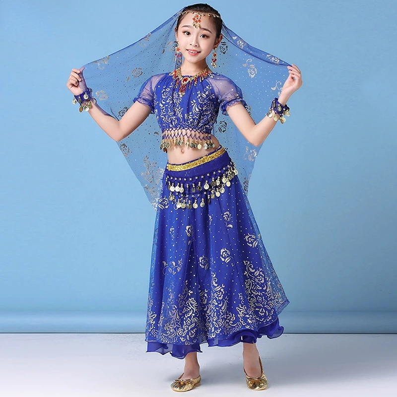 

Children Girl Belly Dance Costumes Kids Belly Dancing Bollywood Indian Performance Clothes Set Handmade Girl India Clothes