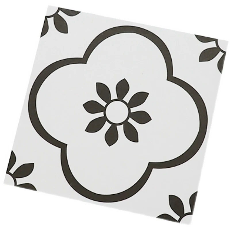 

Peel And Stick Floor Tile, Black And White Flower PVC Flooring, Self Adhesive, Waterproof Tile, 12X12 Inch, Pack Of 10