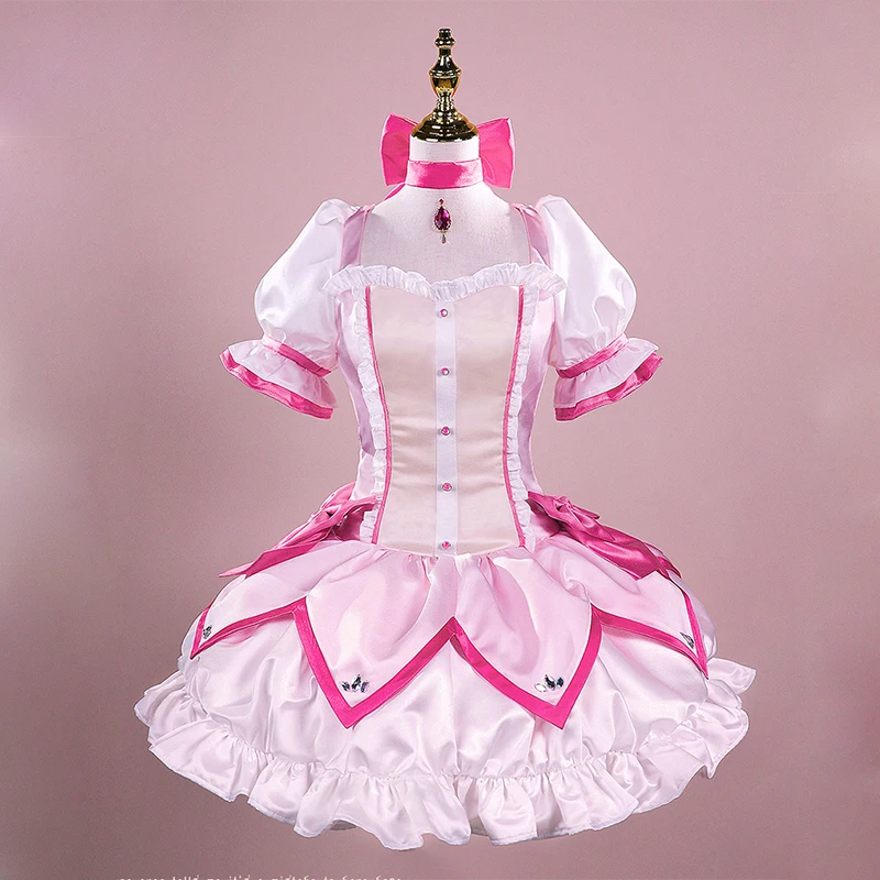 Фото Магический Женский Костюм Puella Magi Madoka Magica, магический костюм Канаме мадоки для косплея, короткое розовое платье для бала, костюм для косплея №2