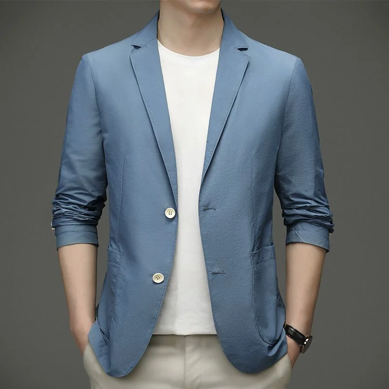 

Sun Protection Clothing Men 2023 New Ice Silk Lightweight Spring and Summer Thin Mens Blazer Jacket Smart Casual Male Suit Coat