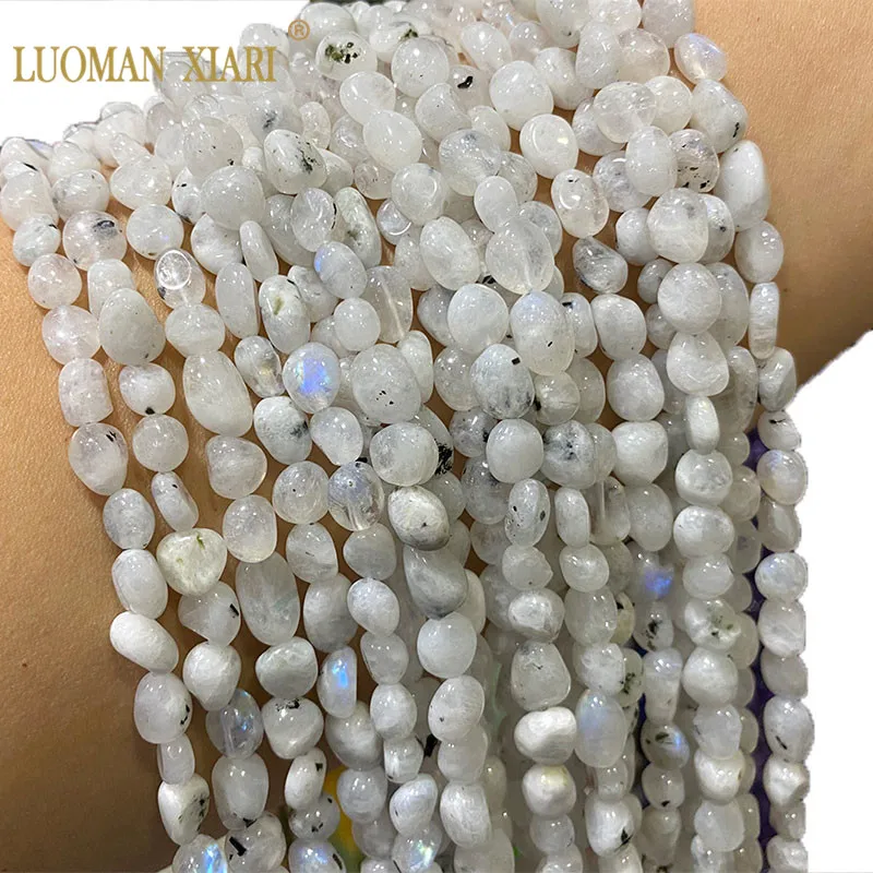 100% натуральный черный лунный камень бусины из драгоценных камней неправильной