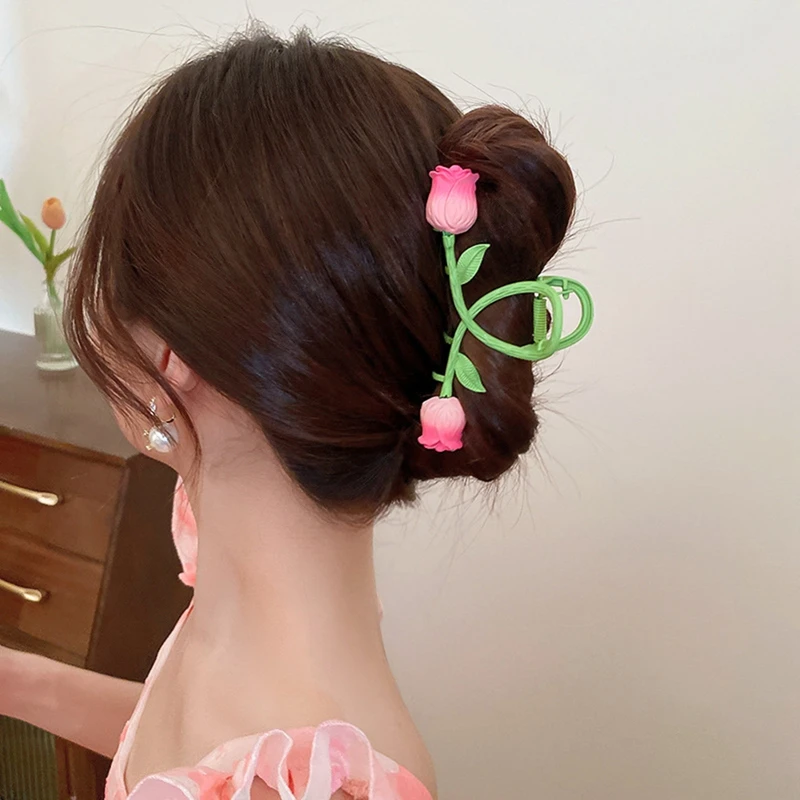 

Заколка-краб для волос с цветком тюльпана, 2022