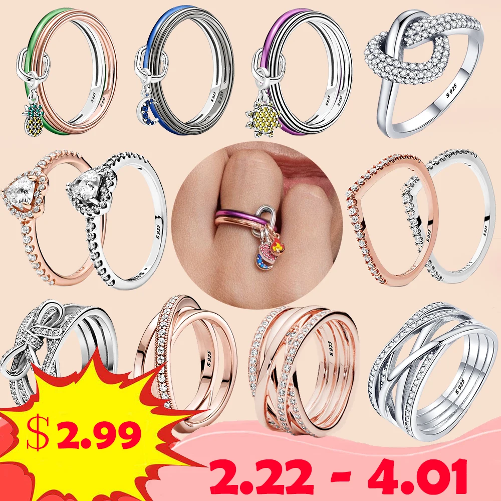 

2022 Hot Sale Silver & Rose Gold Color Rings Clear CZ Circle Round Lucky Rings for Women Jewelry 2021 Dropshipping Rings
