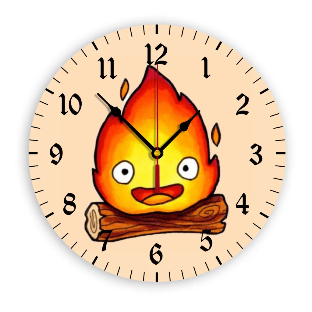 Настенные часы с 3d-эффектом пламени кальцифера современные украшения для дома