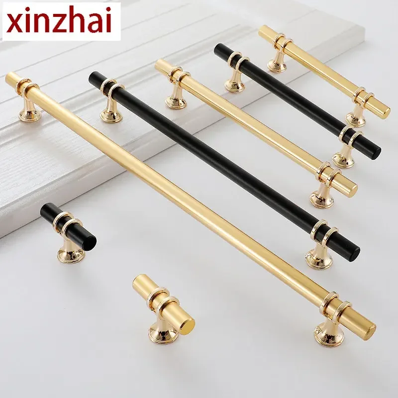 Дверные ручки шкафа золотые удлиненные роскошные черные для ванной комнаты