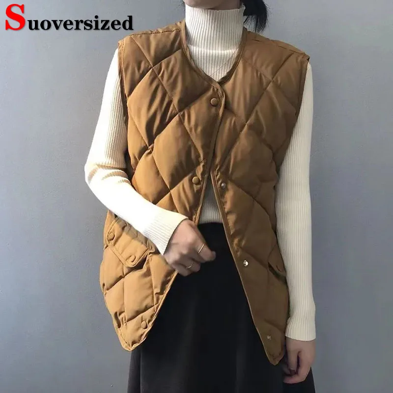 

Корейская легкая женская жилетка с хлопковой подкладкой, большие размеры 4xl, осенне-зимняя повседневная безрукавка, модные облегающие куртки без рукавов, новинка 2023