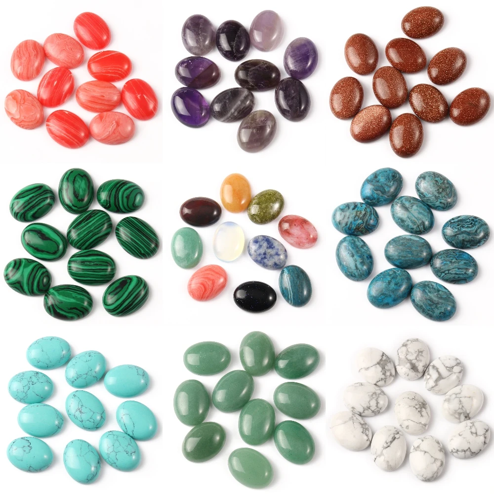 

10pcs Natural Mixed Stone Oval CAB CABOCHON Turquoises Amethysts Beads for Jewelry Making DIY Handcrafted Jewelry Making Ring