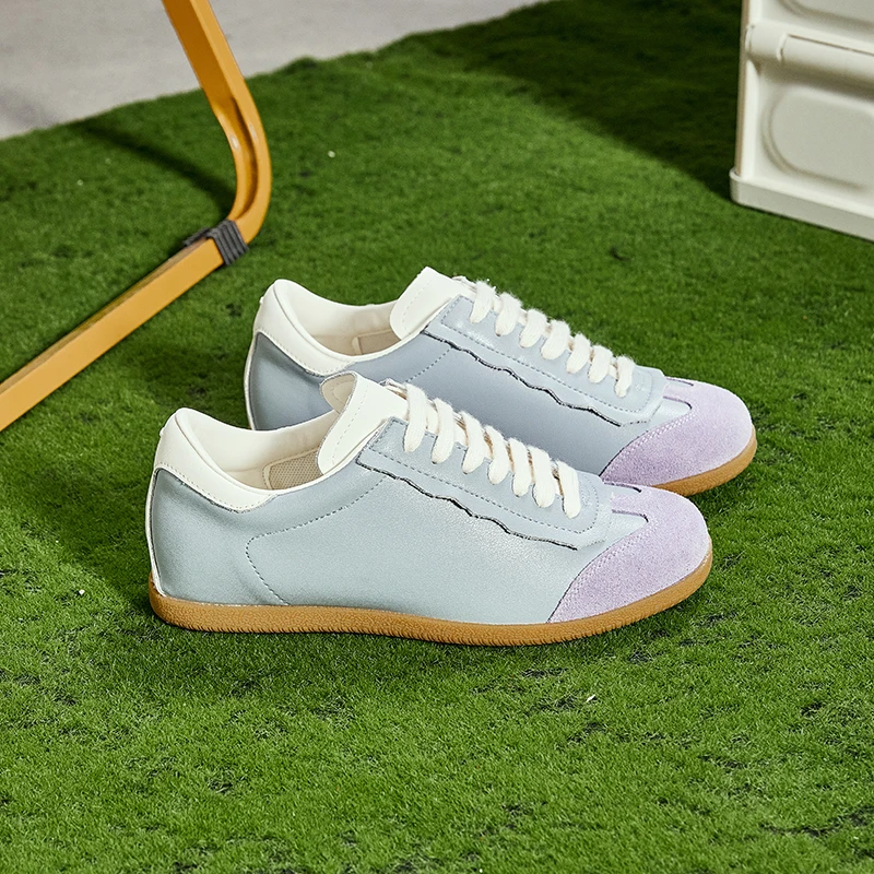 Platform Sports Shoes Girls Flats Running Genuine Leather Casual Sneakers Women Trends 2023 Fashion Chunky Elegant Tennis Female