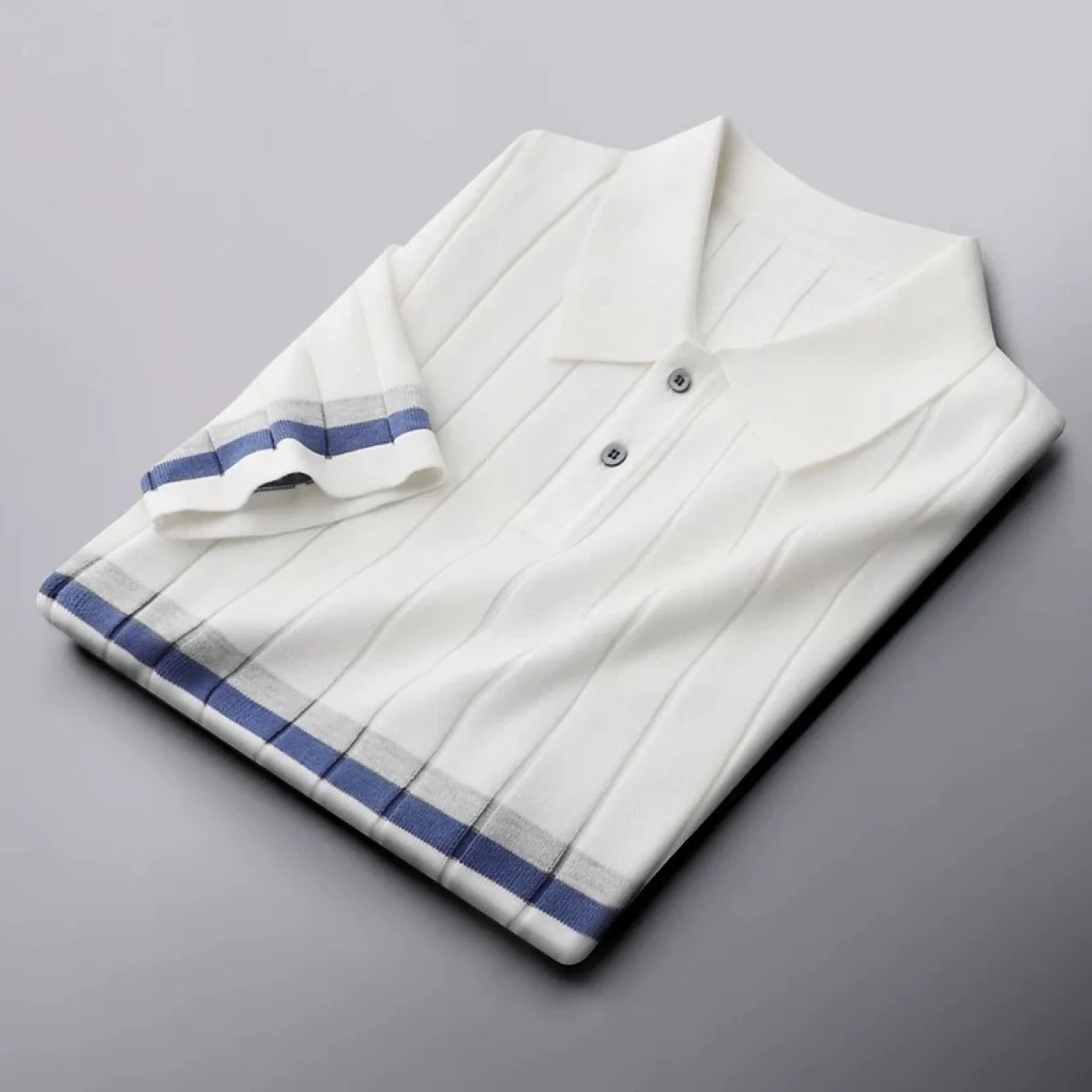 

end High luxury summer new striped Lapel knitted polo shirt men's sweater short sleeve slim fit Korean fashion casual T-shirtmen