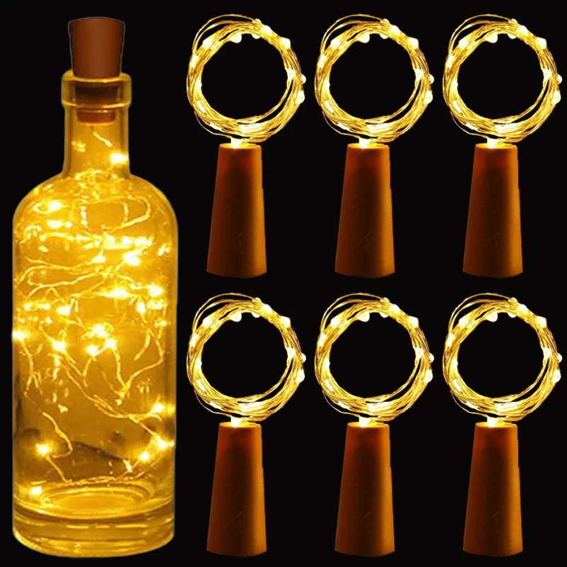 

20/15LED Copper Wire Lights Strings Battery Powered Wine Bottle Cork Fairy Light Wedding Christmas Party Decoration Outdoor Lamp