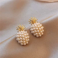 trendy fruit pearl earring for women exquisite geometric pineapple imitation pearls stud earrings fashion jewelry gift brincos