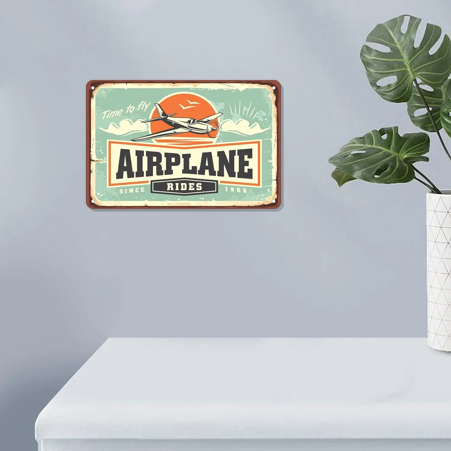 Винтажная жестяная вывеска в виде самолета металлические вывески Время летать
